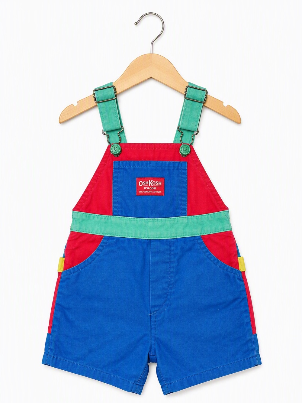 Vintage Osh Kosh B’Gosh Vintage Primary Colors Shortalls 3T Made USA ColorBlock